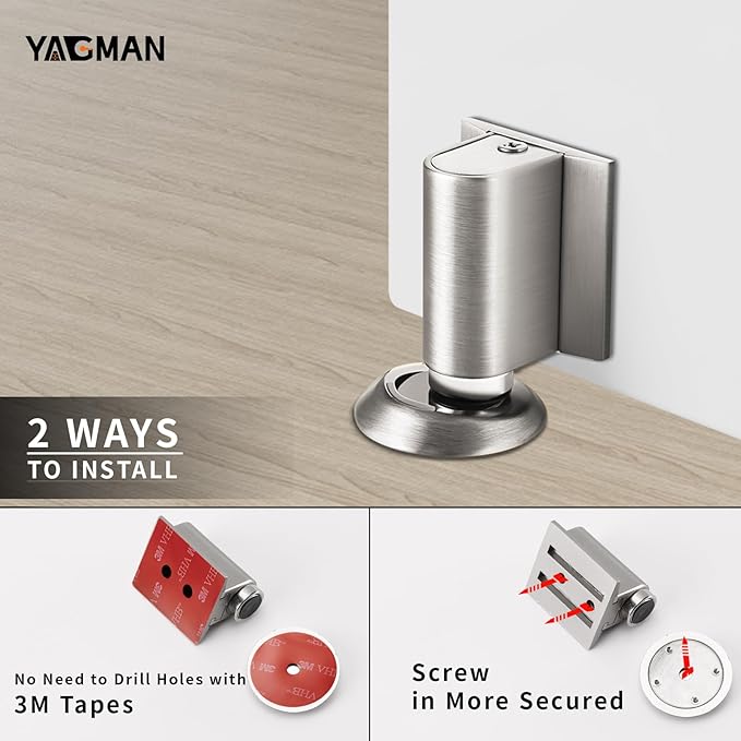 2 Pack Magnetic Door Stoppers Retractable Bottom of Door Holder No Drilling