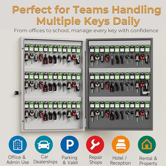 72 Key Lock Box, Key Cabinet Organizer Wall Mount use OTP Technology Unlock