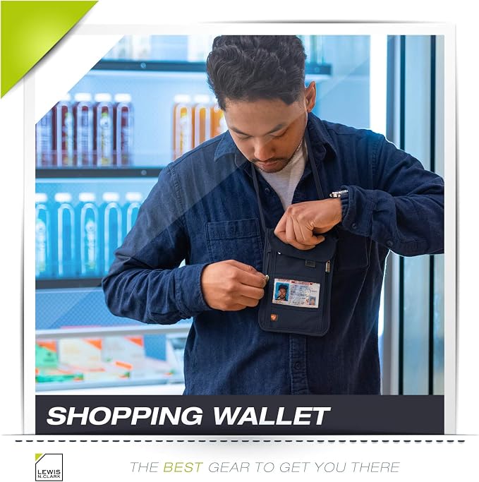 Lewis N. Clark RFID Blocking Stash Neck Wallet, Travel Pouch + Passport Holder