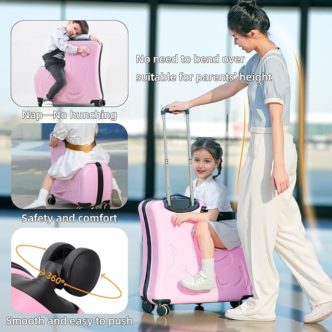 N-A Kids Ride On Suitcase with Wheels, Scooter Luggage