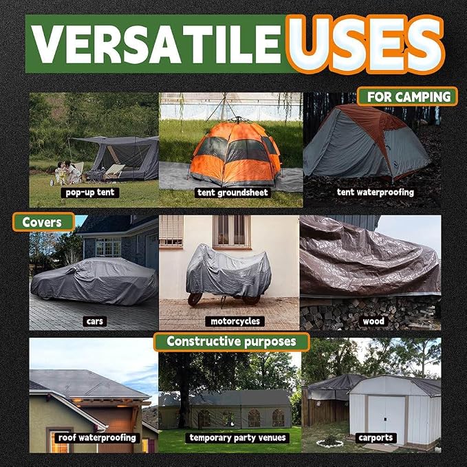 RAINDEWAY Small Tarps Heavy Duty Waterproof 5x6 Feet, 10Mil Multipurpose Poly