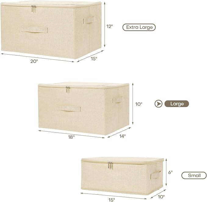 ANMINY Storage Bins with Zipper Lids 36 Qt Lidded Fabric Storage Boxes Baskets