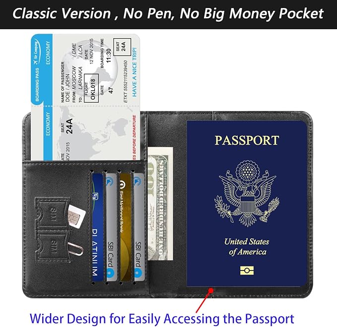 Passport Holder Cover Wallet Travel Essentials RFID Blocking Leather Card Case