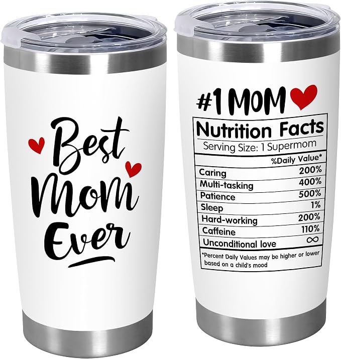TEEZWONDER Mothers Day Gifts from Daughter Son - 20 oz Stainless Steel Insulated Coffee Tumbler with Lid - Birthday Gifts for Mom, Mothers in Law, Mama, Grandma, Tumblers for Women