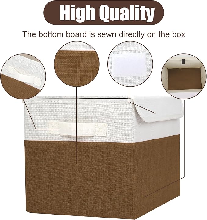 Large 22 Quart Linen Fabric Foldable Storage Bin Cube Organizer Basket