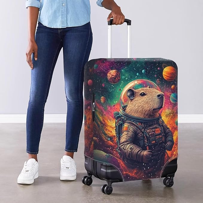 Cute Capybara Suitcase Cover Fit 22-25 Inch Anti-Scratch Washable Spandex