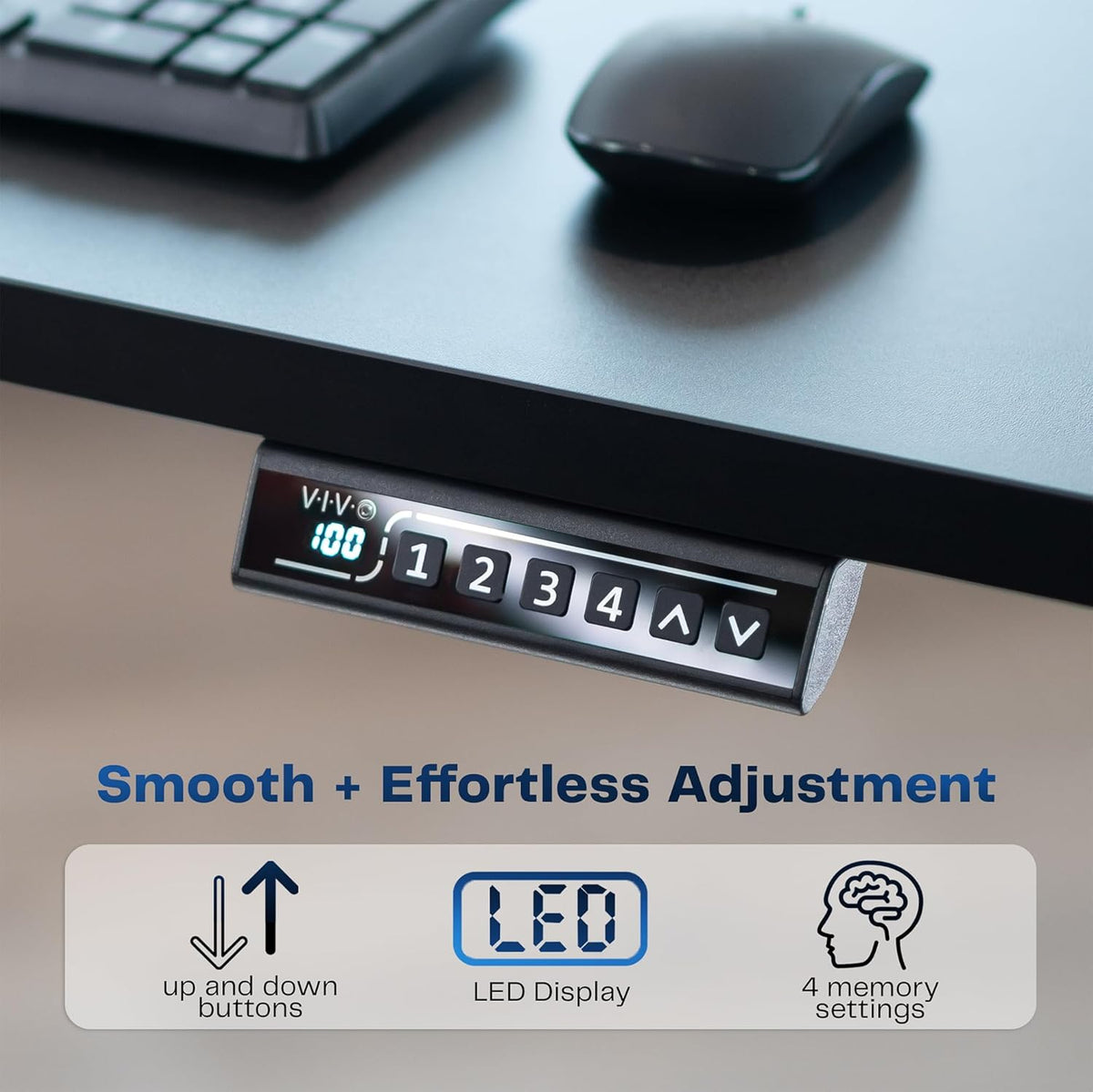 VIVO Electric 43 x 24 in Standing Desk, Memory Height Adjustment, 1B Series, Black Top, Black Frame, DESK-1B4B