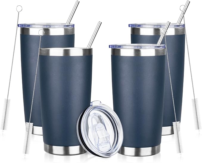 20oz Tumbler with Straw and Brush, Stainless Steel Vacuum Insulated tumbler