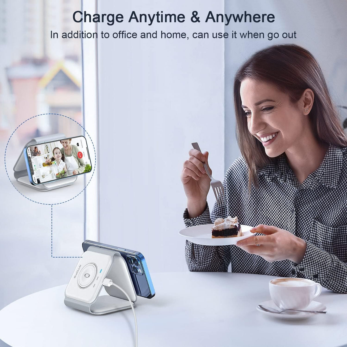 Wireless Charger 3 in 1,RTOPS Magnetic Travel Wireless Charging Station Multiple Devices,GaN 3 in 1 Charging Station,Compatible for iPhone16/15/14/13/Pro/Max,iWatch,AirPods4/3/2/Pro(Adapter Includes)