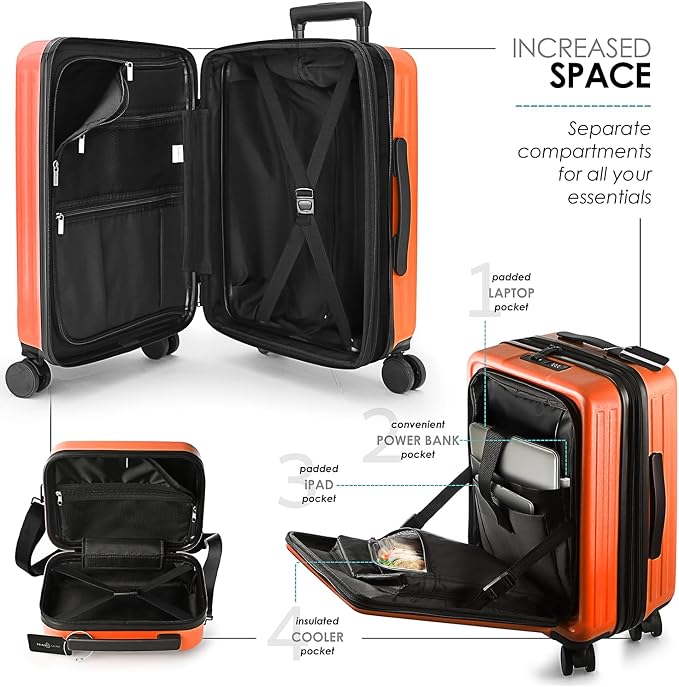Hard Shell Luggage Sets with Spinner Wheels 4 Piece, Expandable Large Suitcases