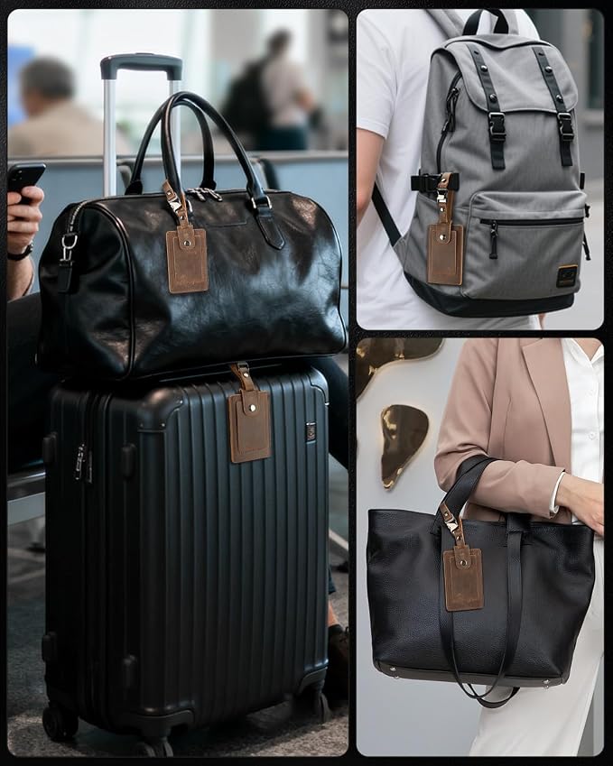 Premium Genuine Leather Luggage Tags