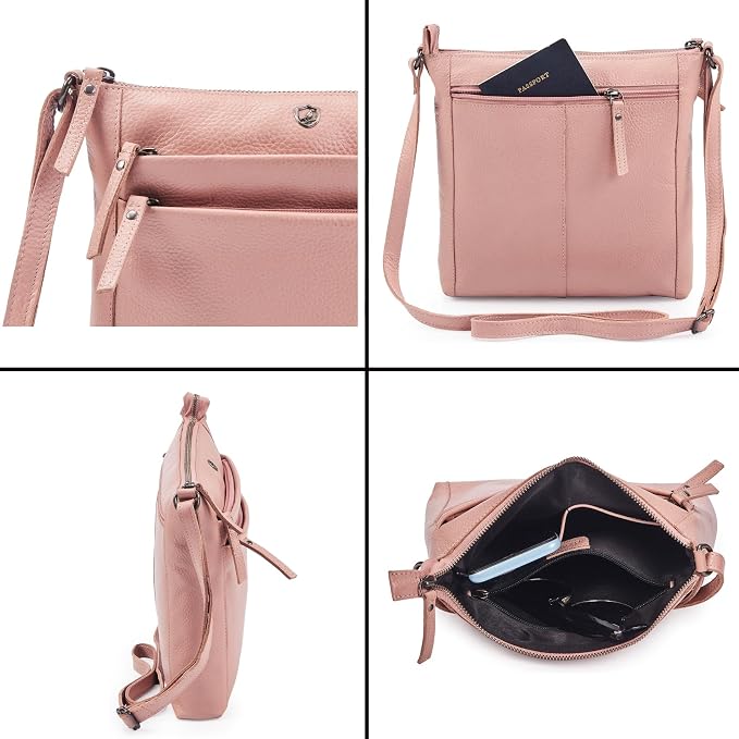 Small Soft Genuine Leather Crossbody Purse Women’s Sling Crossover Shoulder