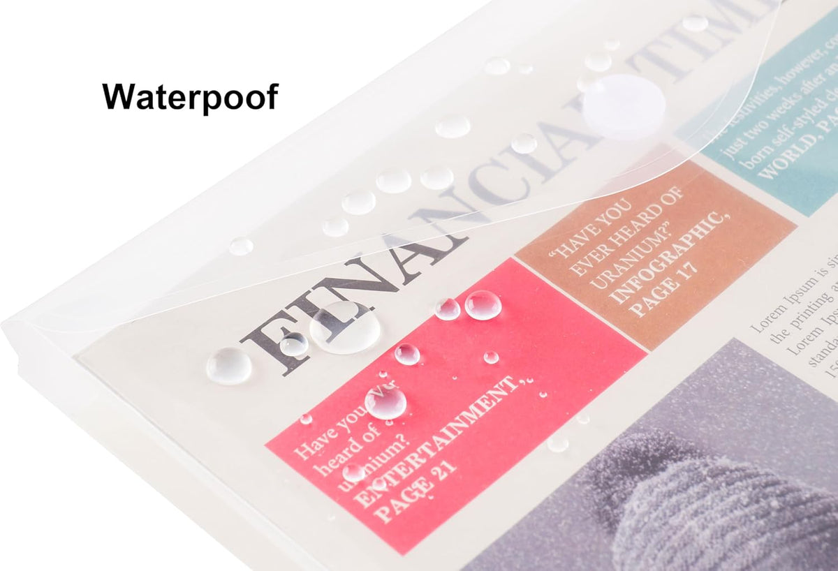 8.5 x 11 Letter Sized Clear Plastic Envelopes with Expanding Gusset Document File Storage Holder 40 Pack Hook Loop Closure