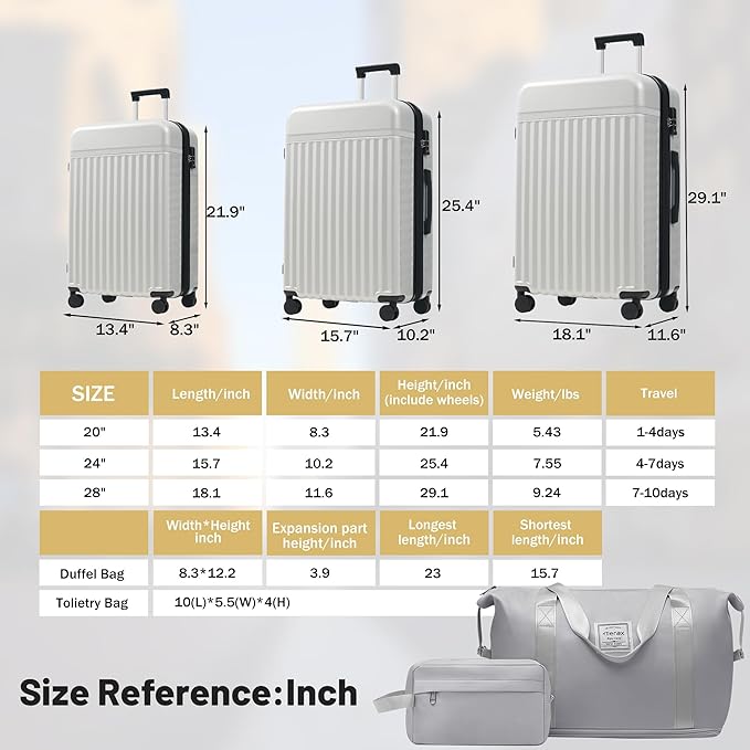 Merax Luggage Sets, Durable Hardshell 3 Piece Suitcase