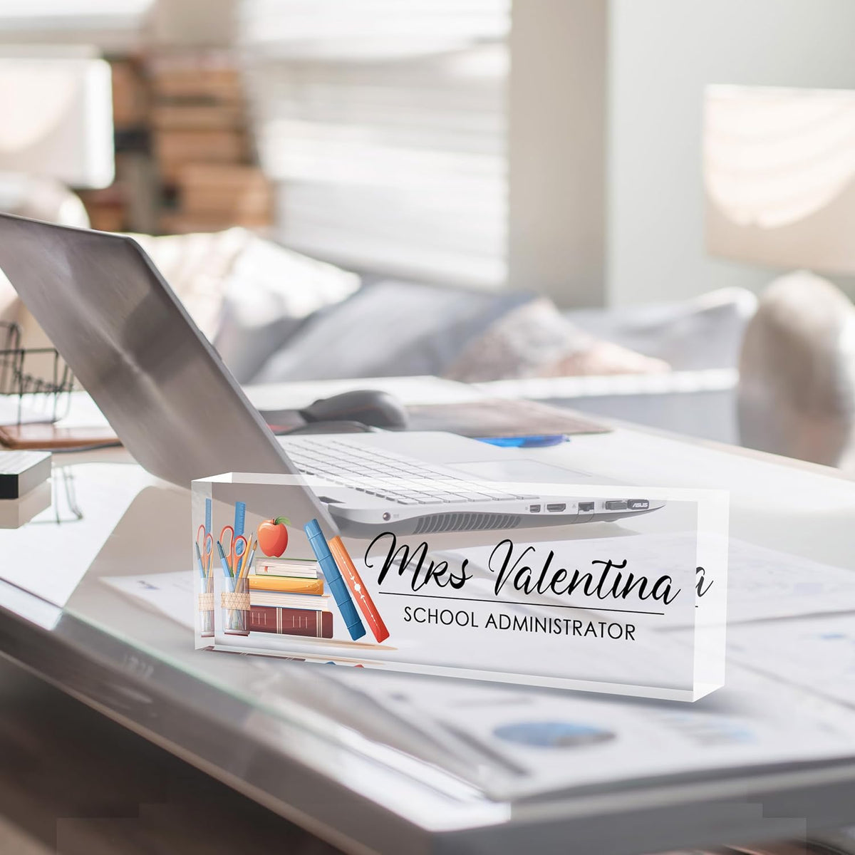 Custom Teacher Name Plate for Desk | Personalized Desk Acrylic Name Plate Office Accessories | Personalized Teacher Appreciation Gifts (C-For Teacher 1)