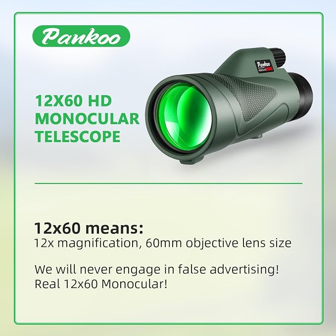 Pankoo 12x60 HD Monocular Telescope