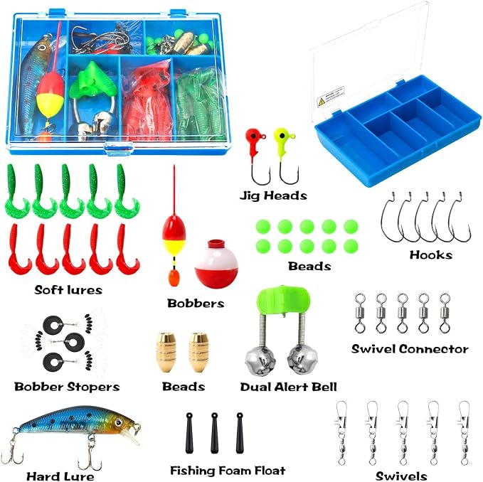 PLUSINNO Kids Fishing Pole, Portable Telescopic Fishing Rod and Reel Combo Kit -