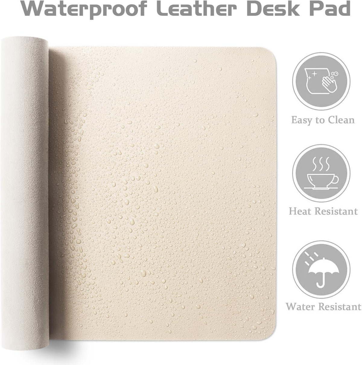 Aothia Leather Desk Pad Protector, Office Mat, Large Mouse Pad, Laptop Pad, Non-Slip PU Leather Blotter, Waterproof Writing Pad for Office and Home (Beige, 47" x 17")