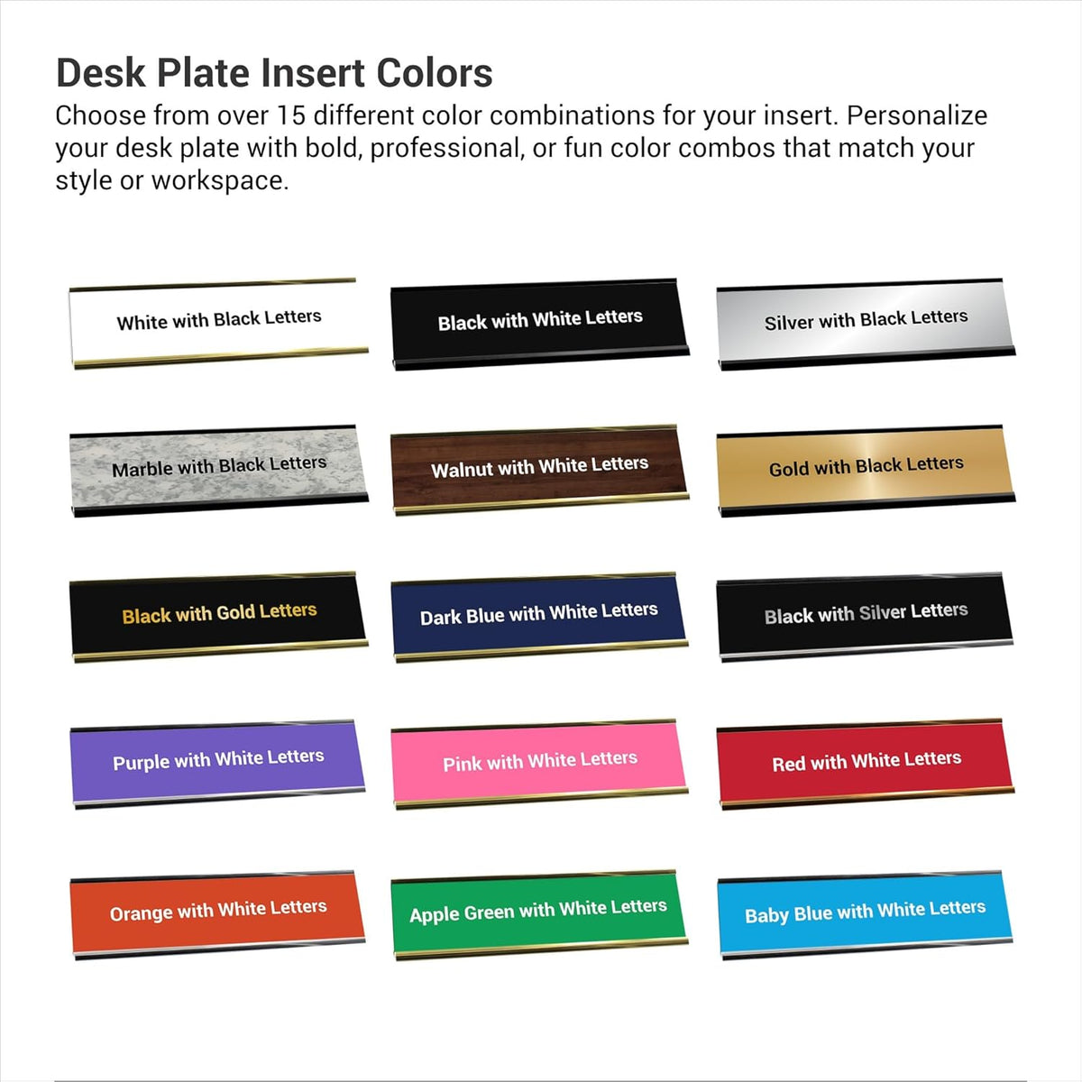 Custom Engraved Desk Plate | Personalized with your Name and Title | Perfect Decor for Office, Business, or Home | Multiple Font and Color Options | 2x8" or 2x10" (White w/Black Letters, 2x8")
