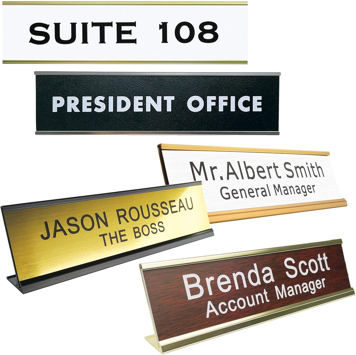 Personalized Name Plate With Wall Or Desk Holder Customized Engraving 2x8