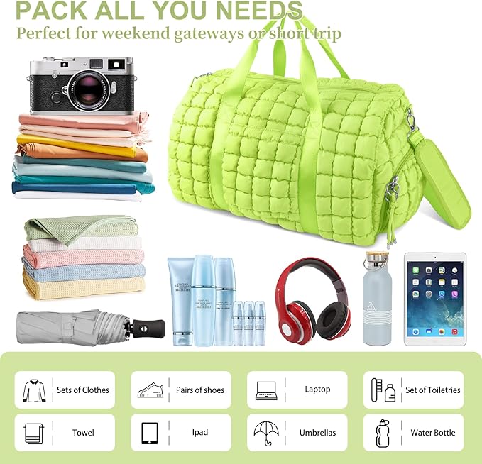 Quilted Travel Duffle Bag Gym Bag