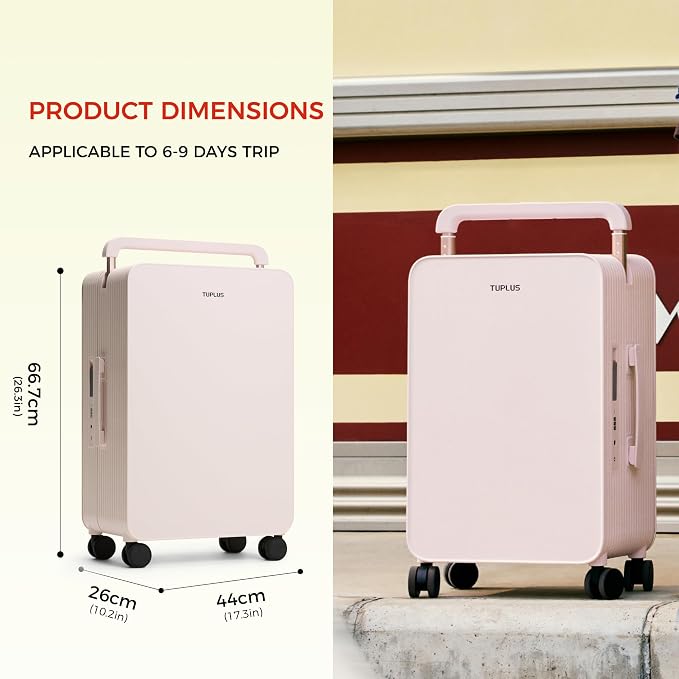 TUPLUS 24” Checked Hardside Luggage Lightweight ABS Travel Suitcase