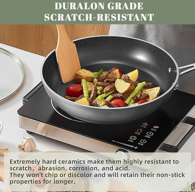 Nuwave 9pc Cookware Set Healthy Duralon Blue Ceramic Nonstick Coated, Diamond