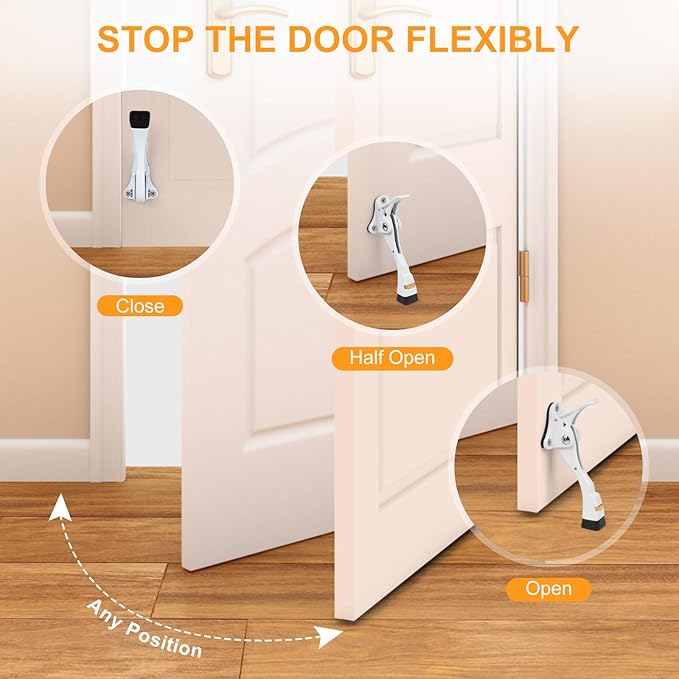 Kick Down Door Stoppers for Bottom of Door, Heavy Duty Kickdown Door Stop