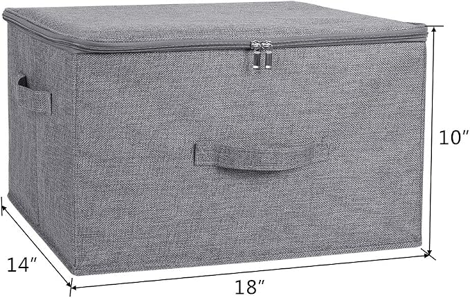 ANMINY 3PCS Storage Bins with Zipper Lids 36 Qt Lidded Fabric Storage Boxes