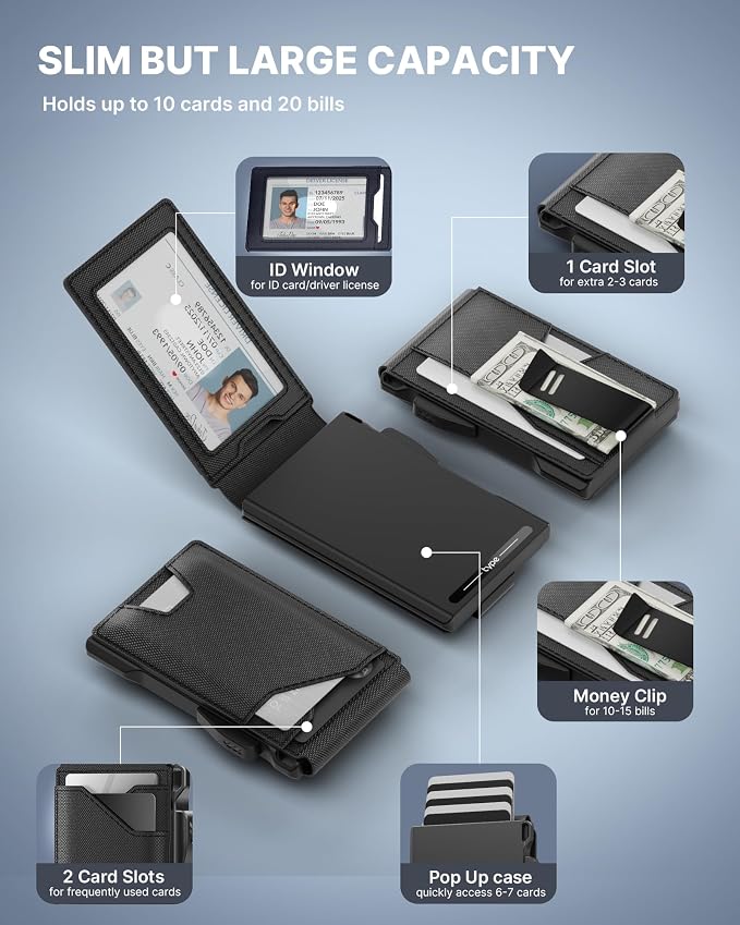 typecase Tactical Wallet for Men Card Holder: Pop Up Card Case, Genuine Leather