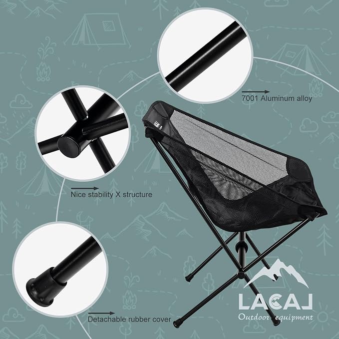 Ultra-Light Folding Camping Chair, All-Aluminum Frame, Surper Breathable Fabric
