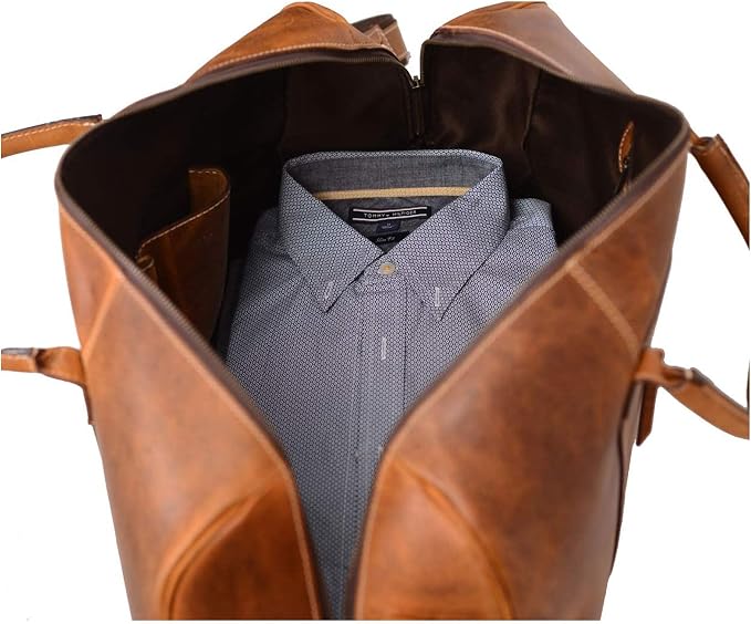 KomalC Leather Duffel Bags for Men and Women Full Grain Leather Travel