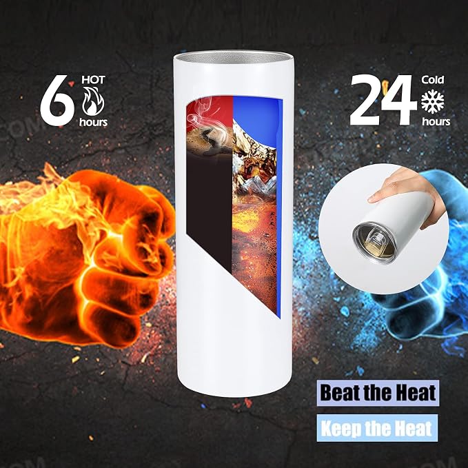 YOUKE OLA 12 Pack Straight Skinny Sublimation Tumblers 20oz for Heat Transfer, Bulk Sublimation Blanks Individually Boxed, Double Wall Insulated Tumbler with Shrink Films & Heat Tape, White (12)