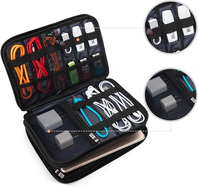 BUBM Double Layer Electronic Accessories Organizer, Travel Gadget Bag