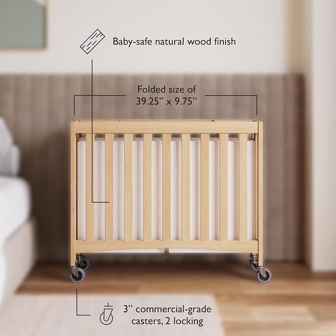 Foundations Compact Travel Sleeper Folding Hotel Crib and Sheet Bundle