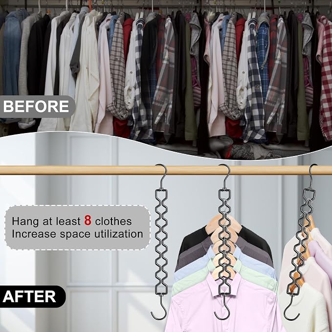 6 Pack Space Saving Hangers for Clothes, Heavy Duty 30Lbs Capacity Magic