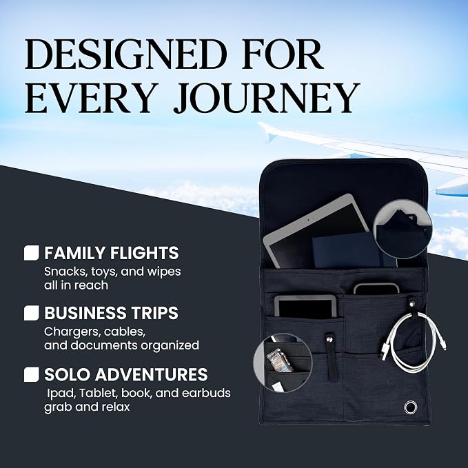SO~MINE Airplane Pocket Organizer | Tray Table Cover | In Flight Seat Back