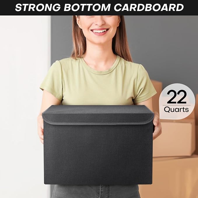 Large 22 Quart Linen Fabric Foldable Storage Bin Cube Organizer Basket
