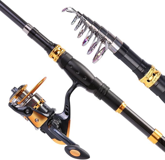 Sougayilang Fishing Rod Reel Combos Carbon Fiber Telescopic Fishing pole