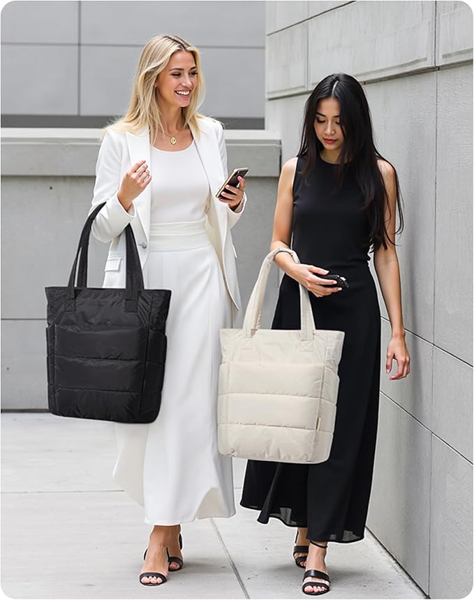 BAGSMART Tote Bag for Women, Lightweight Puffy Tote Bag