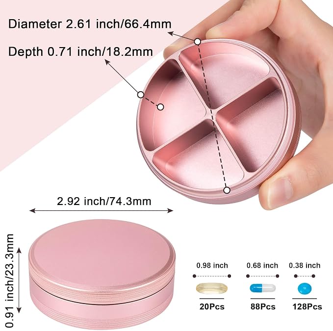 Metal Pill Organizer 4 Compartments