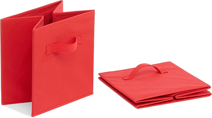 Amazon Basics Cube Organizer Storage Bins Handles, Collapsible Fabric,