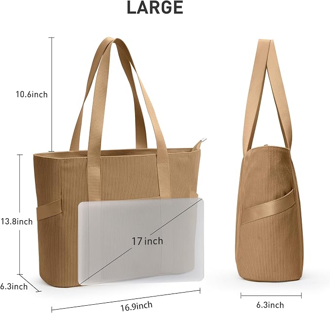 Tote Bag for Women with Zipper, Travel Tote Bags with Compartments Large