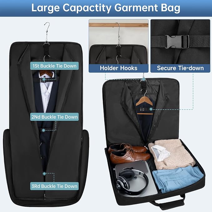 Garment Bags for Travel, Large Suit Travel Bag Convertible Travel Garment Bag