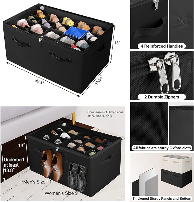 Shoe Organizer for Closet, Foldable Shoe Box