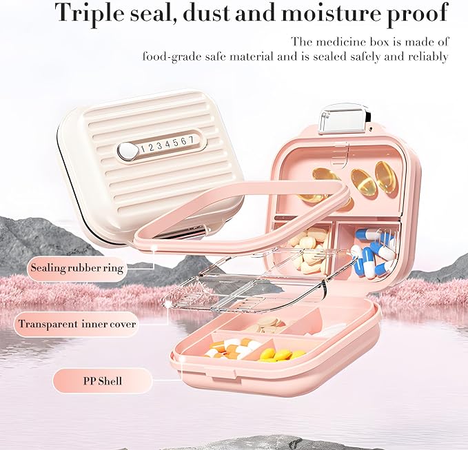 Travel Pill Organizer Box with Medicine Labels, Daily Medication Organizer