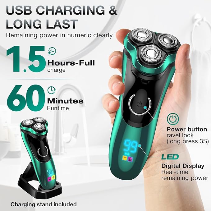 Electric Razor for Men, Rechargeable Shaver