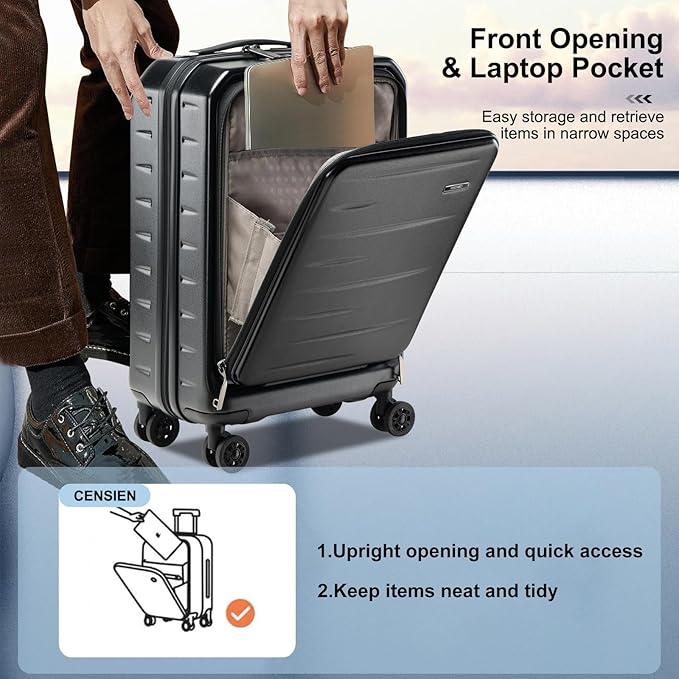 Carry On Luggage 22×14×9 Airline Approved, 20 Inch Lightweight ABS+PC Hard