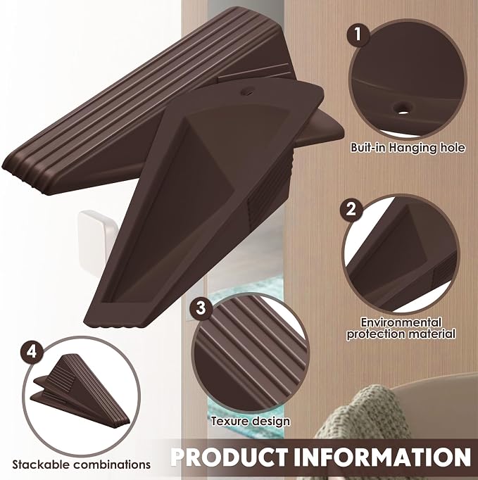 Frienda 8 Pcs Jumbo Door Stoppers Heavy Duty Door Stopper Tall up to 2inch Tall