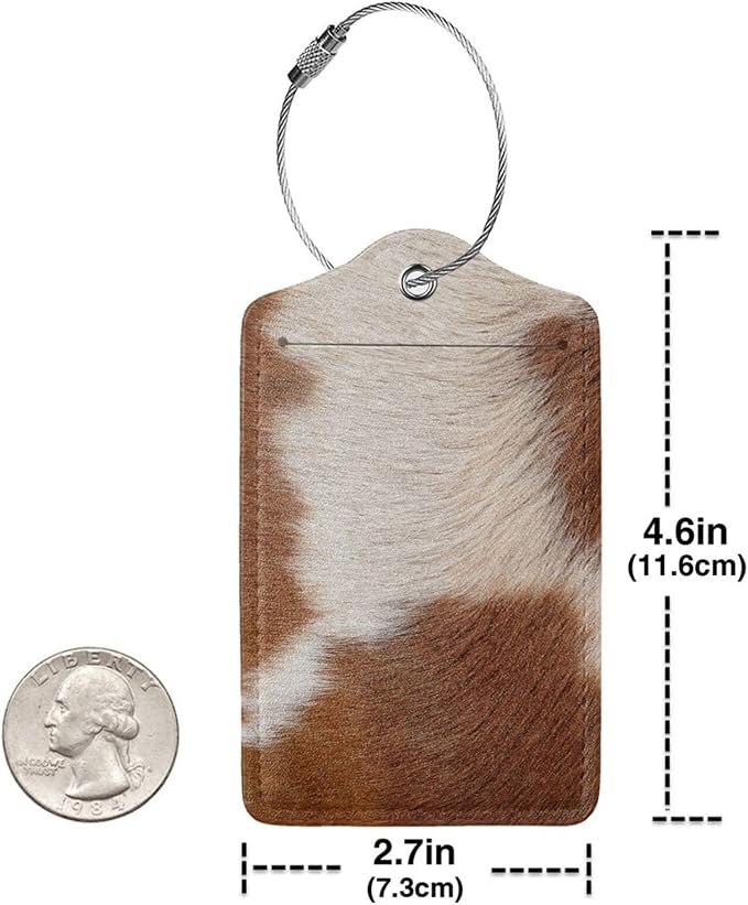 2 Pcs Funny Brown Cowhide Pattern Luggage Tag